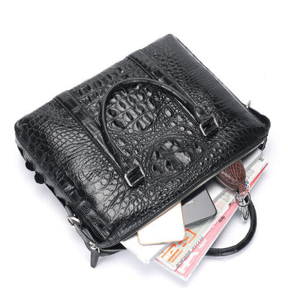 Handcrafted Alligator Crocodile Skin Leather Briefcase Men's Business Handbags