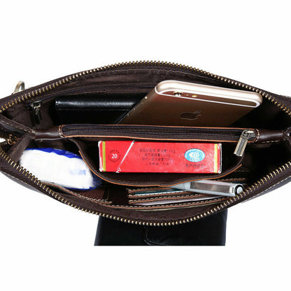 Vintage Men's Real Leather Long Clutch Purse Messenger Bag Handbag Zipper Wallet