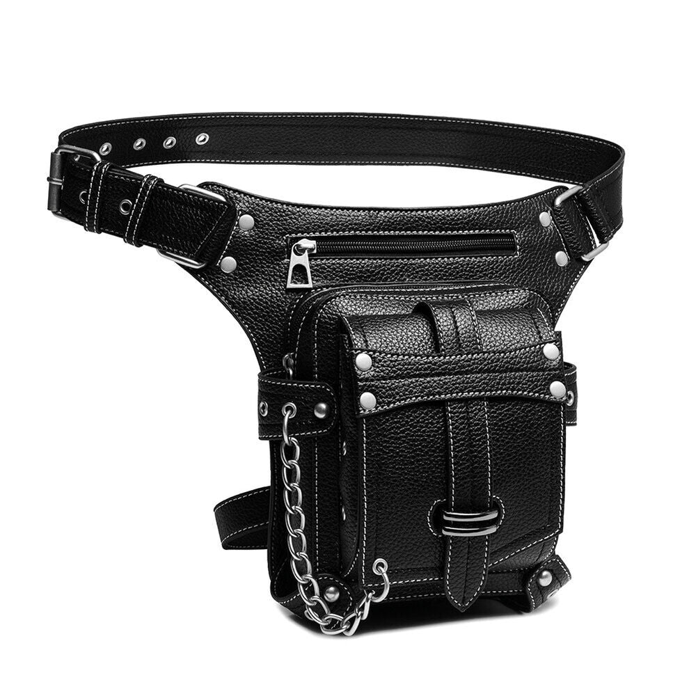 Lady's Leather Leg Drop Belt Bag Punk Rock Motorcycle Thigh Hip Waist Fanny Pack