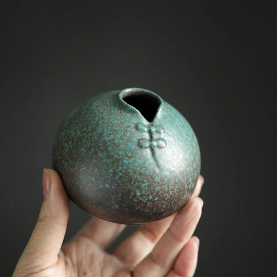 Chinese Tang Suit Green Ceramic Flower Vase for Home Decor