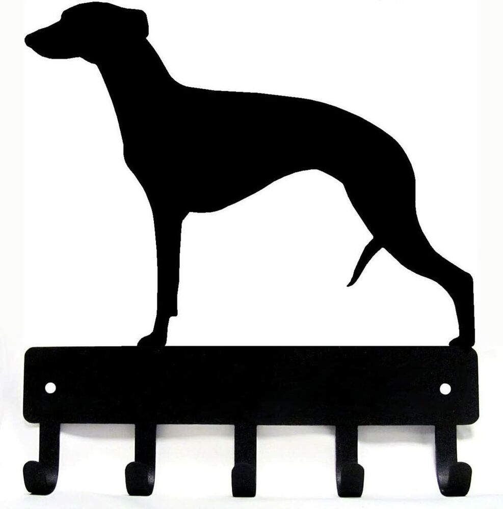 Whippet Dog - Key Hooks & Keychain Holder - 6 inch Wide Metal Wall Art