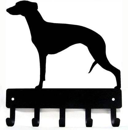 Whippet Dog - Key Hooks & Keychain Holder - 6 inch Wide Metal Wall Art