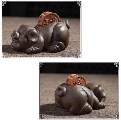 Small Tea Pet Wealthy Mascot Good Luck Yixing Zisha Purple Clay Table Ornament