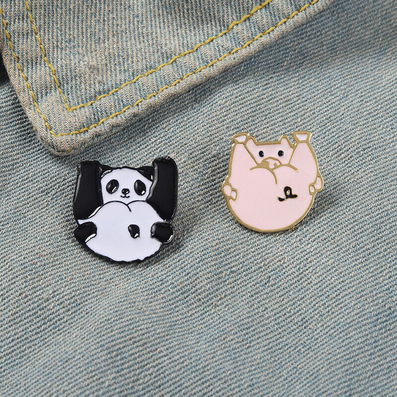 Lovely Black White Panda Enamel Pin Brooch Cartoon Lapel Badge Bag Book Jewelry