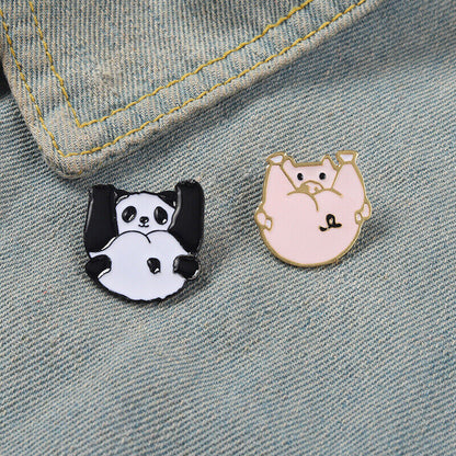 Lovely Black White Panda Enamel Pin Brooch Cartoon Lapel Badge Bag Book Jewelry