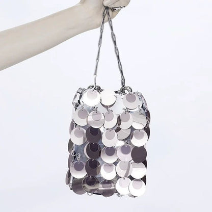 Fashion Bags Metal Sequins Chain Woven Bag Clutch Traveling Shoulder Bag Handbag