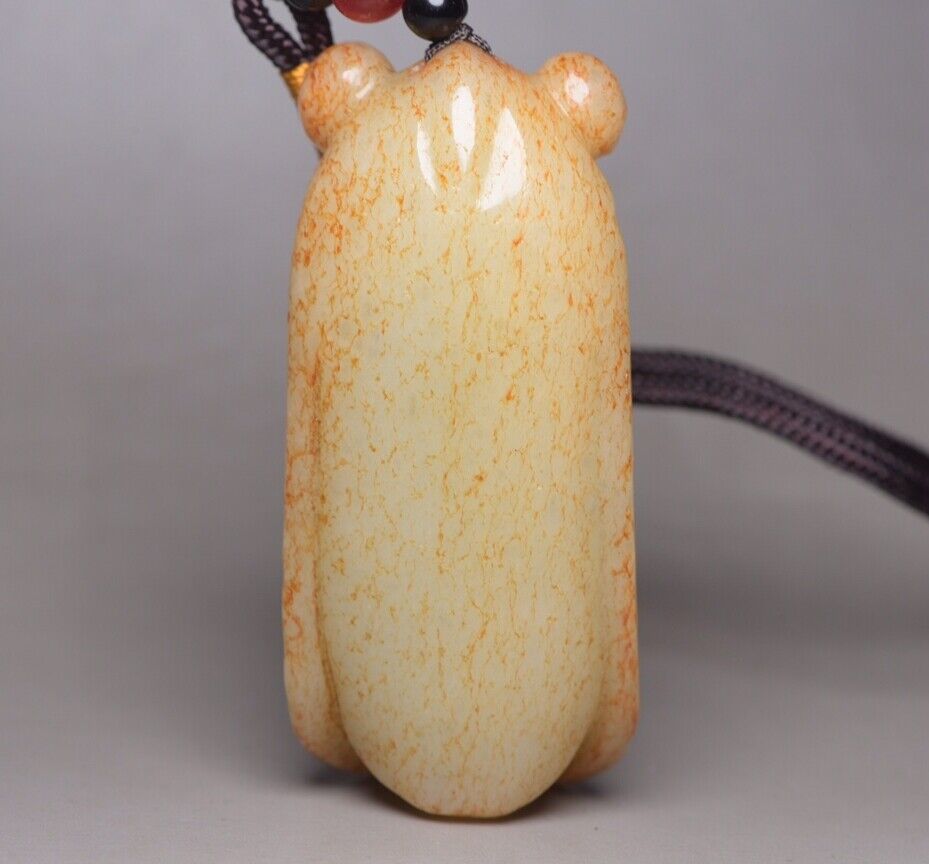 Chinese Natural Hetian Jade Carving Cicada Statue Nice Figurine Pendant Jewelry