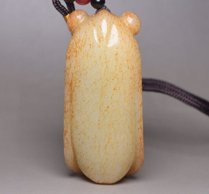 Chinese Natural Hetian Jade Carving Cicada Statue Nice Figurine Pendant Jewelry