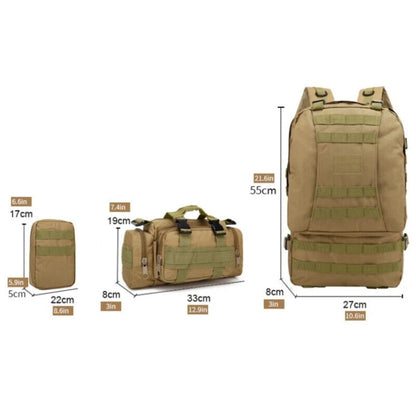 4 in 1 Backpack 55L Tactical Backpack Bag Army Rucksack Outdoor Sport Travel