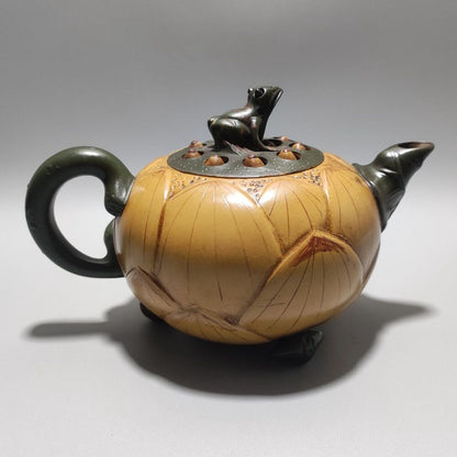 Vintage Chinese Yixing Purple Clay Teapot Zisha Ceremony Nice Frog Lotus Teaware