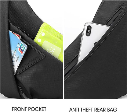 TINYAT Crossbody Bag for Men, Large Capacity Sling Pocket Hiking Grey