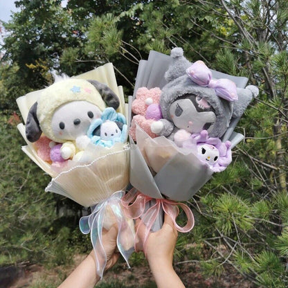 Flower Bouquet Melody Kuromi Kitty Sanrio Plush Valentines & Anniversary Wed