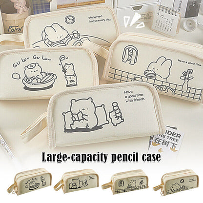 Cute Pencil Case Large Capacity Zipper School Stationery Organizer Pen Pouch Bag