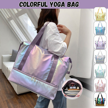 Pearlescent Folding Travel Shoulder Bag Waterproof Handbag Dry Wet Separation
