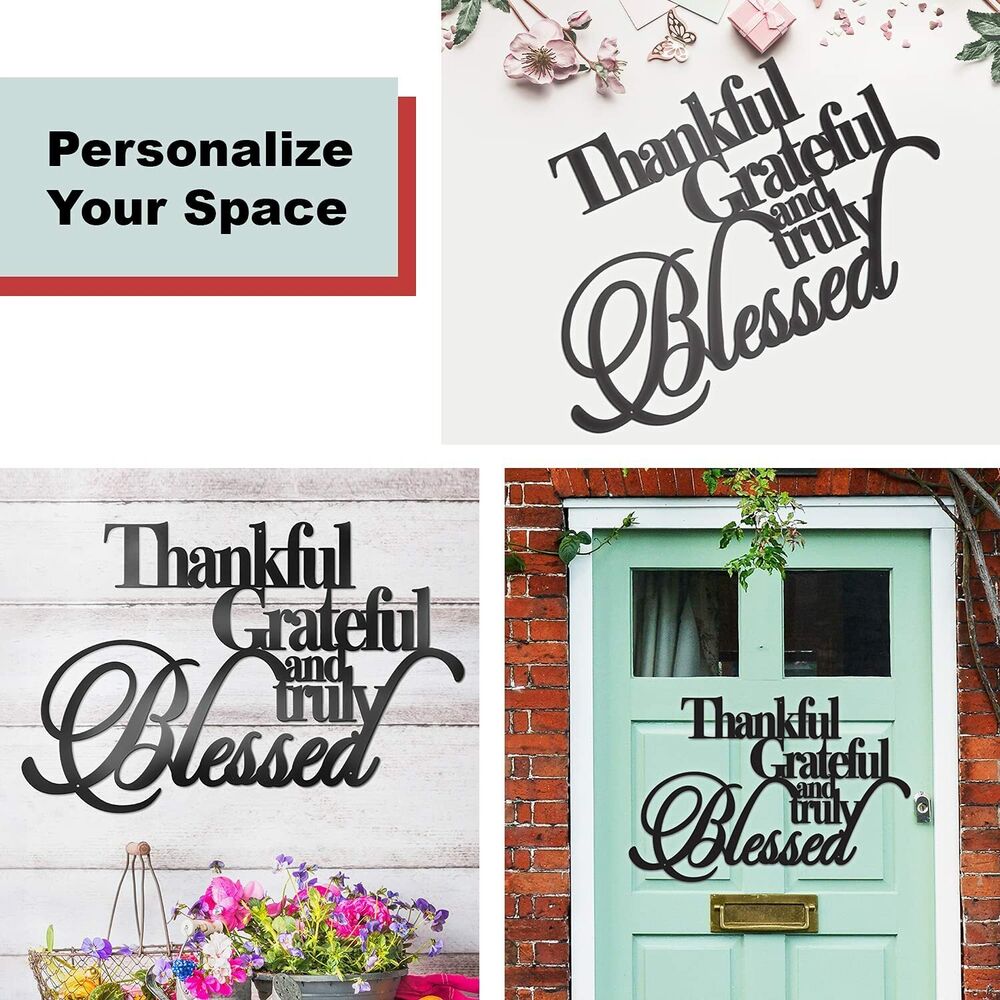Thankful Grateful Blessed Wall Decor Wall Signs for Home Decor Entryway