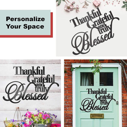 Thankful Grateful Blessed Wall Decor Wall Signs for Home Decor Entryway