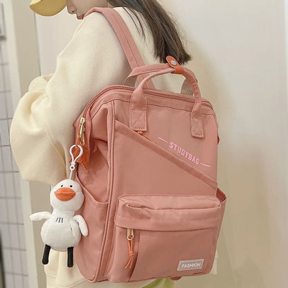 Laptop Waterproof Nylon Bag Traveling Green Backpack Bag College 26*18*40CM Pink