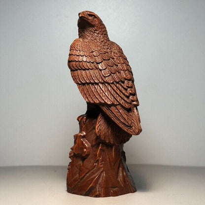 Collectible Chinese Boxwood Carved Exquisite Eagle Statue Figurines Art Ornament