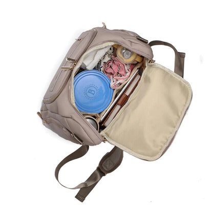 5pcs Leather Nappy Bag Mom Shoulder Bag, Multi Stroller Storage Bag Shoulder Bag