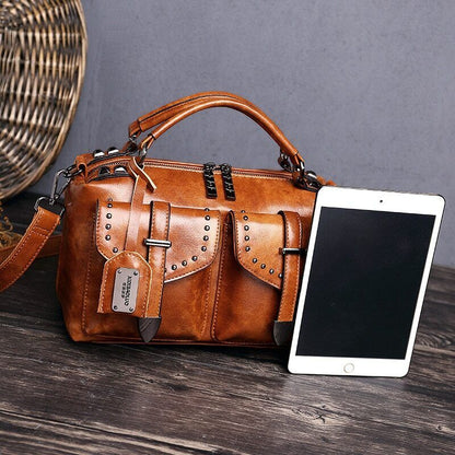 Vintage Leather Handbag Crossbody Fashion Shoulder Ladies Black Hand Sling Bags