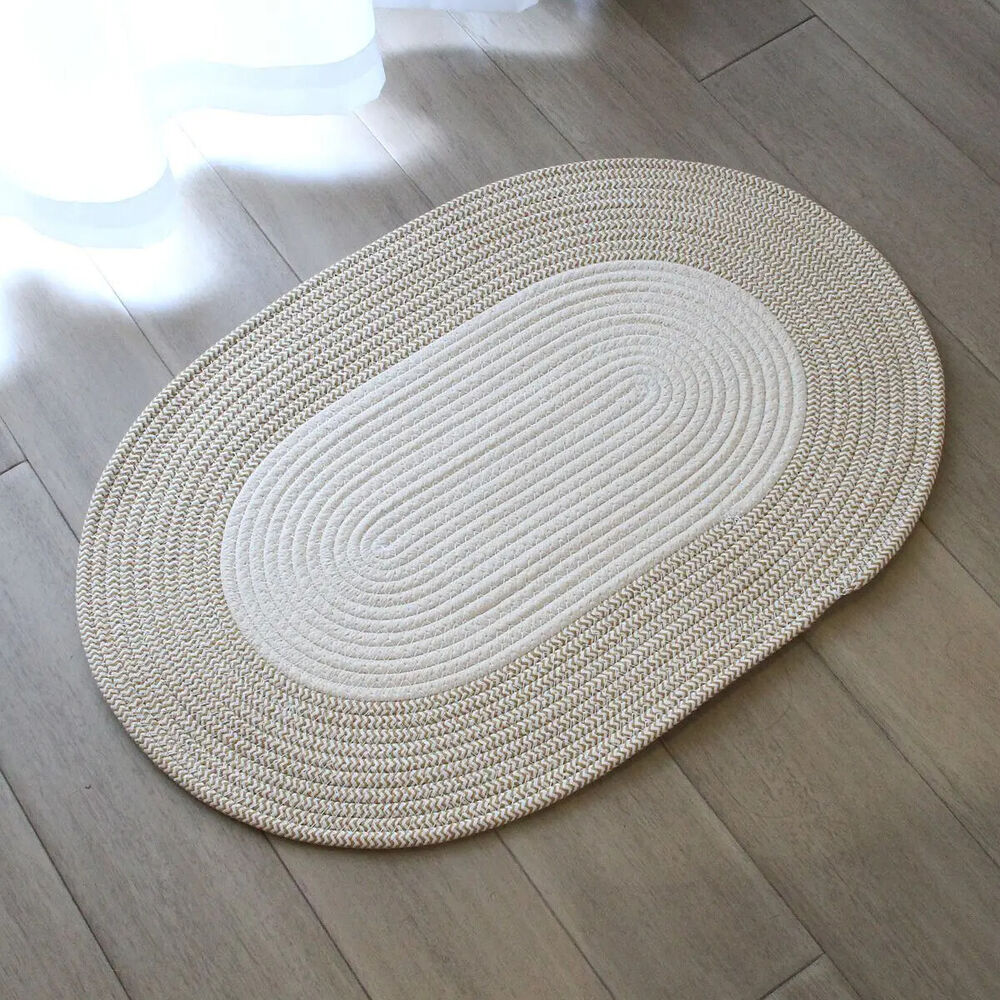 Door Mat Woven Cotton Rope Non Slip Carpet Entrance Bedroom Bedside Rugs 65x45cm