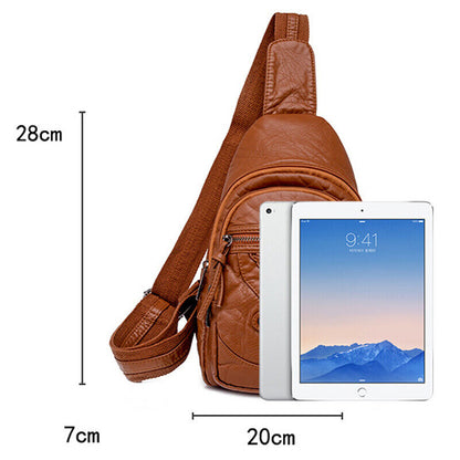 Women's Sling Backpack Faux Leather Crossbody Chest Bag Outddor Casual Daypack