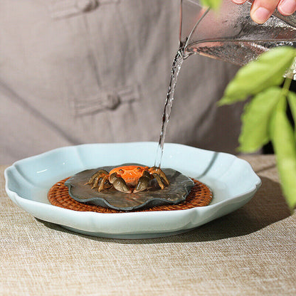Purple Sand Color Changing Tea Pet Crab Lotus Leaf Stone Lotus Seed Ornament