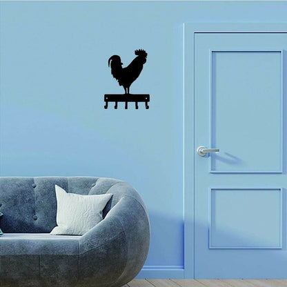 Rooster Farm Key Rack Wall Mounted Hook Up Hanger Artwork Shape Decoration