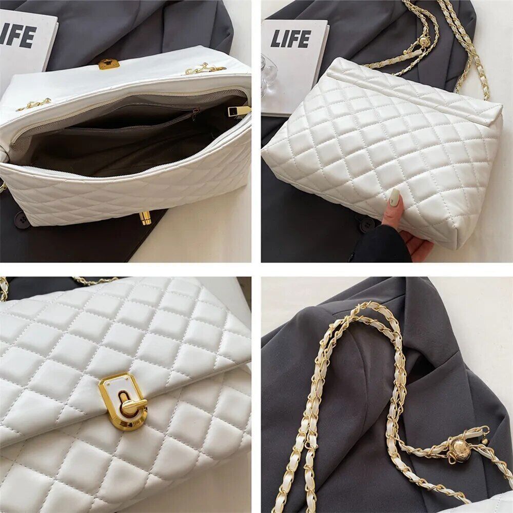 Quilted Shoulder Bags Women 2023 Crossbody Bags PU Leather Ladies Handbags