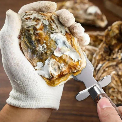 Oyster Shucking Knife Seafood Shellfish Clam Opener Kitchen Stainless Steel Wood