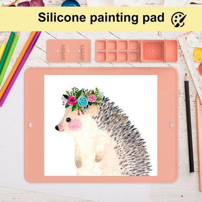 Painting Mat 2Pcs Silicone Washable Students Craft Drawing Pad Folding Water Cup