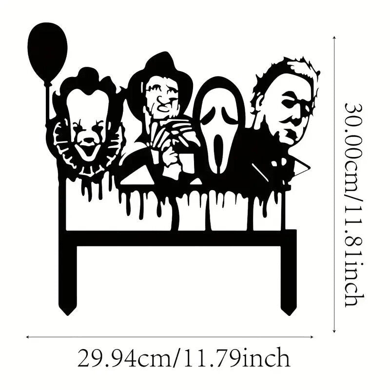 1pc Joker Clown Garden Stake, Ghost Metal Insert Silhouette Plaque Statue
