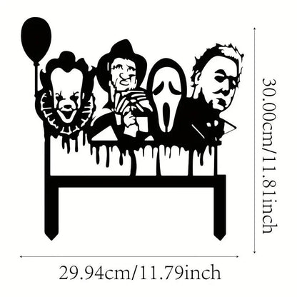 1pc Joker Clown Garden Stake, Ghost Metal Insert Silhouette Plaque Statue