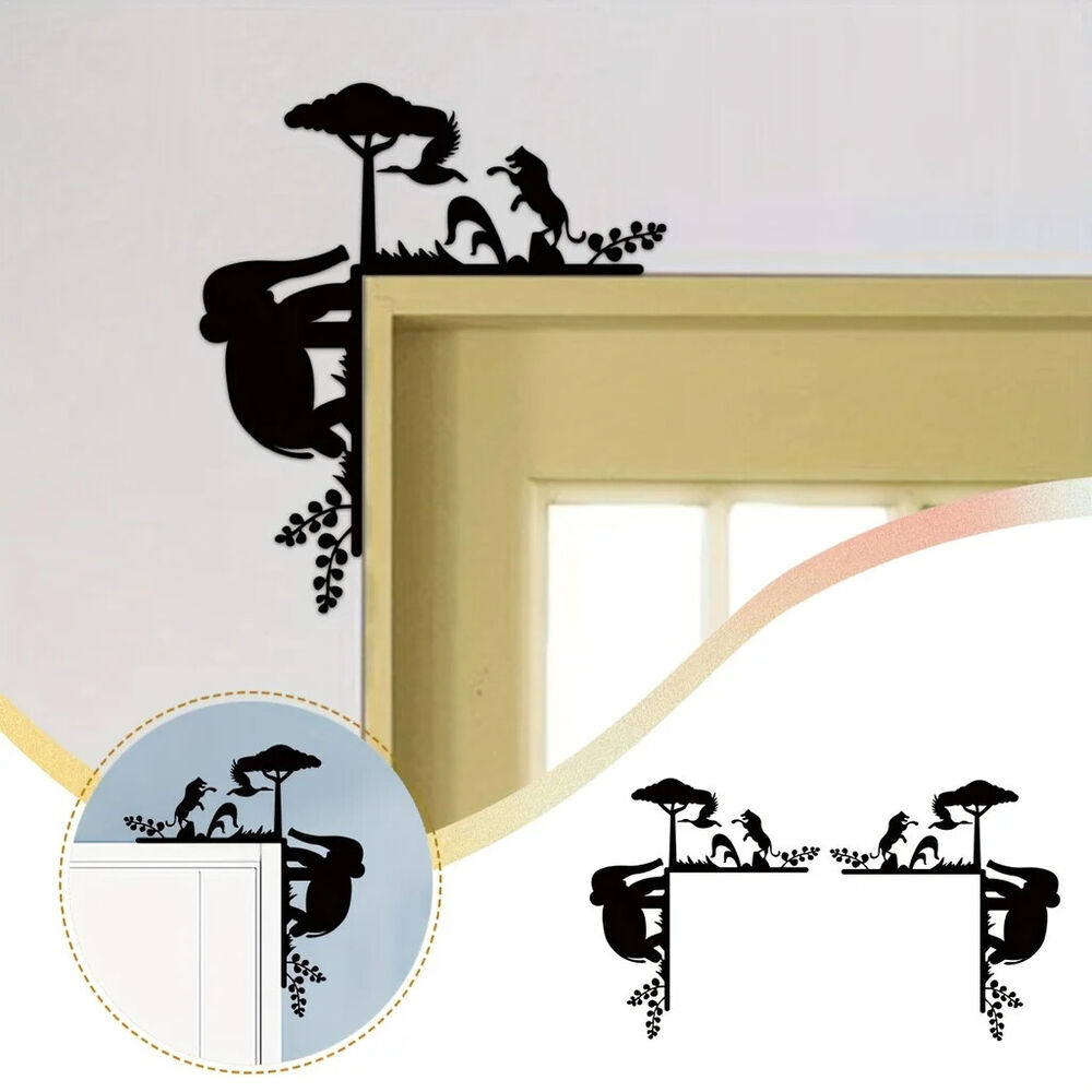Metal Creative Animal Silhouette Decorative Wall Stickers Door Corner Decoration