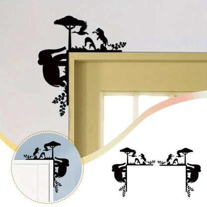 Metal Creative Animal Silhouette Decorative Wall Stickers Door Corner Decoration