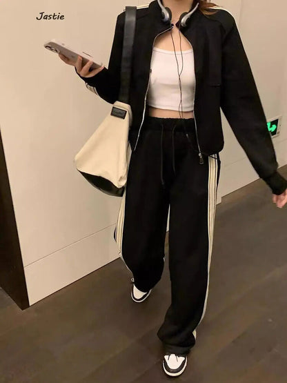 Coat Top+Wide Leg Pant Sets Trouser Women Tracksuit Sweatershirt Sporty Outfits