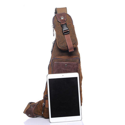 Men's Sling Backpack Canvas Crossbody Chest Bag Casual Daypack Outdoor Sport Bag