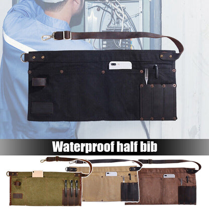 Genuine Leather Multi Pocket Half Short Apron Waist Belt Woodworker Tool Bag