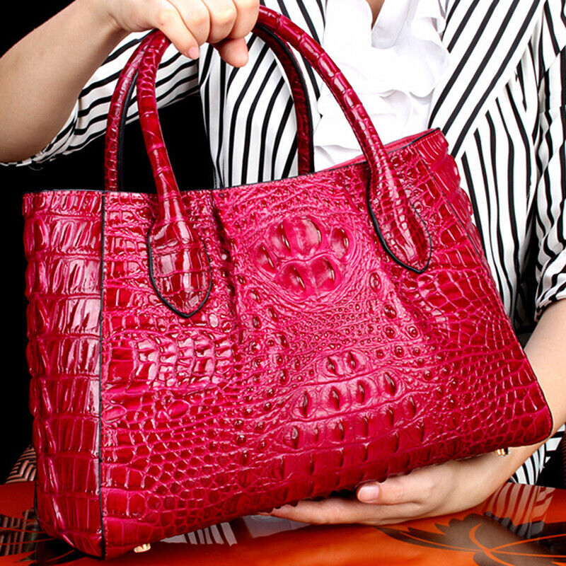 100% CrocodileSkin Leather Women's luxury Handbags Large Sling Shoulder Bags