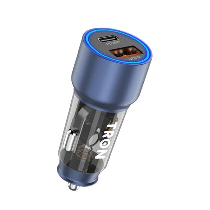 TRON 48W Dual Port Transparent Car Charger, USB-C + A Fast Charger for 12V/24V
