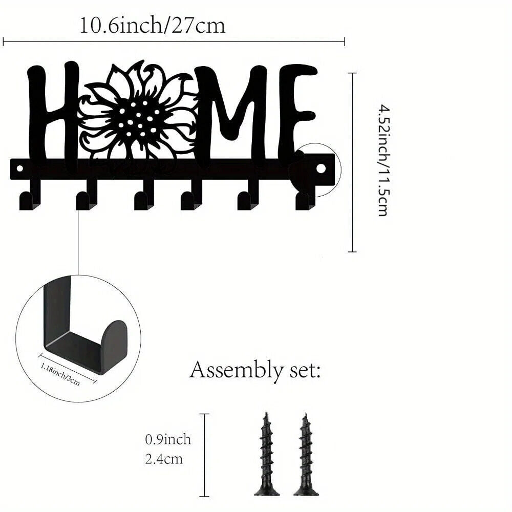 1pc Sunflower and Letter Design Metal Key Holder for Wall - Multi-Purpose Porch