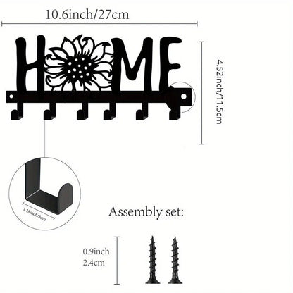 1pc Sunflower and Letter Design Metal Key Holder for Wall - Multi-Purpose Porch