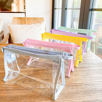 Large Transparent Makeup Bag Storage Cosmetic Triangular Box Purse 20*8*12.5 CM