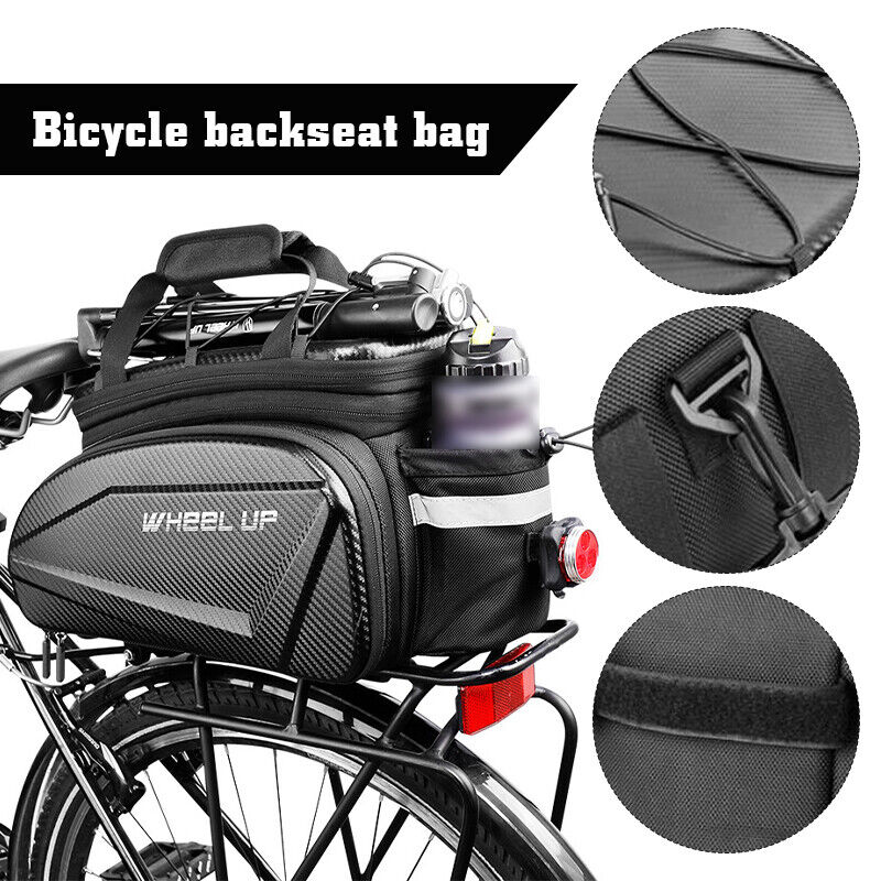 Bike MTB Bicycle Carrier Bag Trunk Pannier Cycling W/ Rain Cover Rear Seat Bag