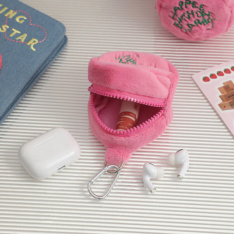 Plush Cake Bag Pink Mini Coin Potters Purse Earphone Cord Storage Bag