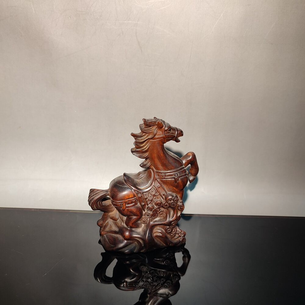 wood sculpture amusing funny horse figurine carving decoration statue mini gift
