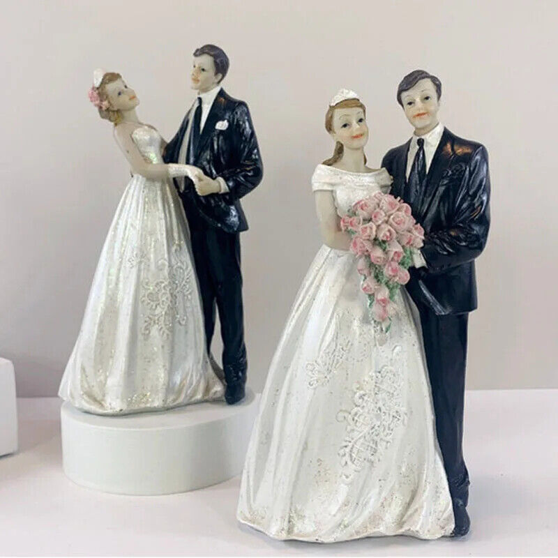Wedding Cake Topper Resin Bride Groom Figurines Miniatures DIY Crafts Decoration