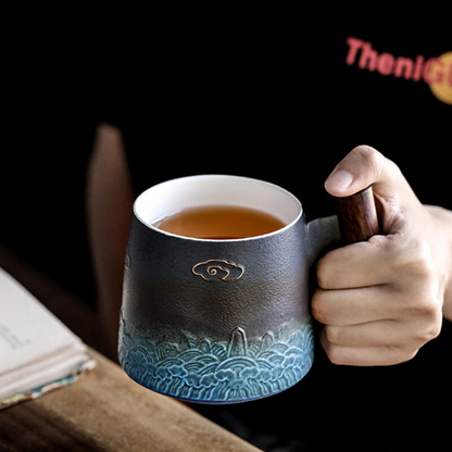Lucky Cloud and Sea Ceramic Tea Cup with Infuser 300 ml