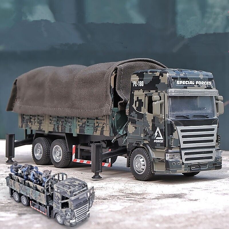 Military Tactical Armored Truck Diecast Model Car Transport Vehicle Toy Gift Kid