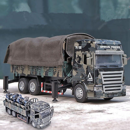 Military Tactical Armored Truck Diecast Model Car Transport Vehicle Toy Gift Kid